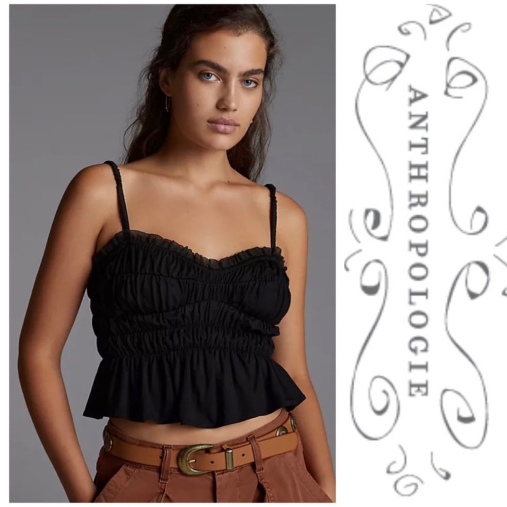 NWT Anthropologie Sunday in Brooklyn Black Ruched Tank XL